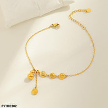 PYH00202 DGF  Stainless Steel Coin Single Anklet - PYH