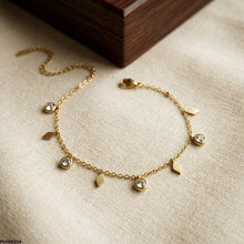PYH00254 BHS Stainless Steel Diamond/Round Drop Anklet - PYH