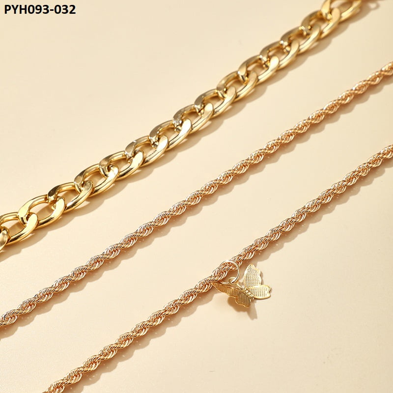 PYH093 YYE Butterfly/Braid/Curb Chain 3 Foot Anklet - PYH