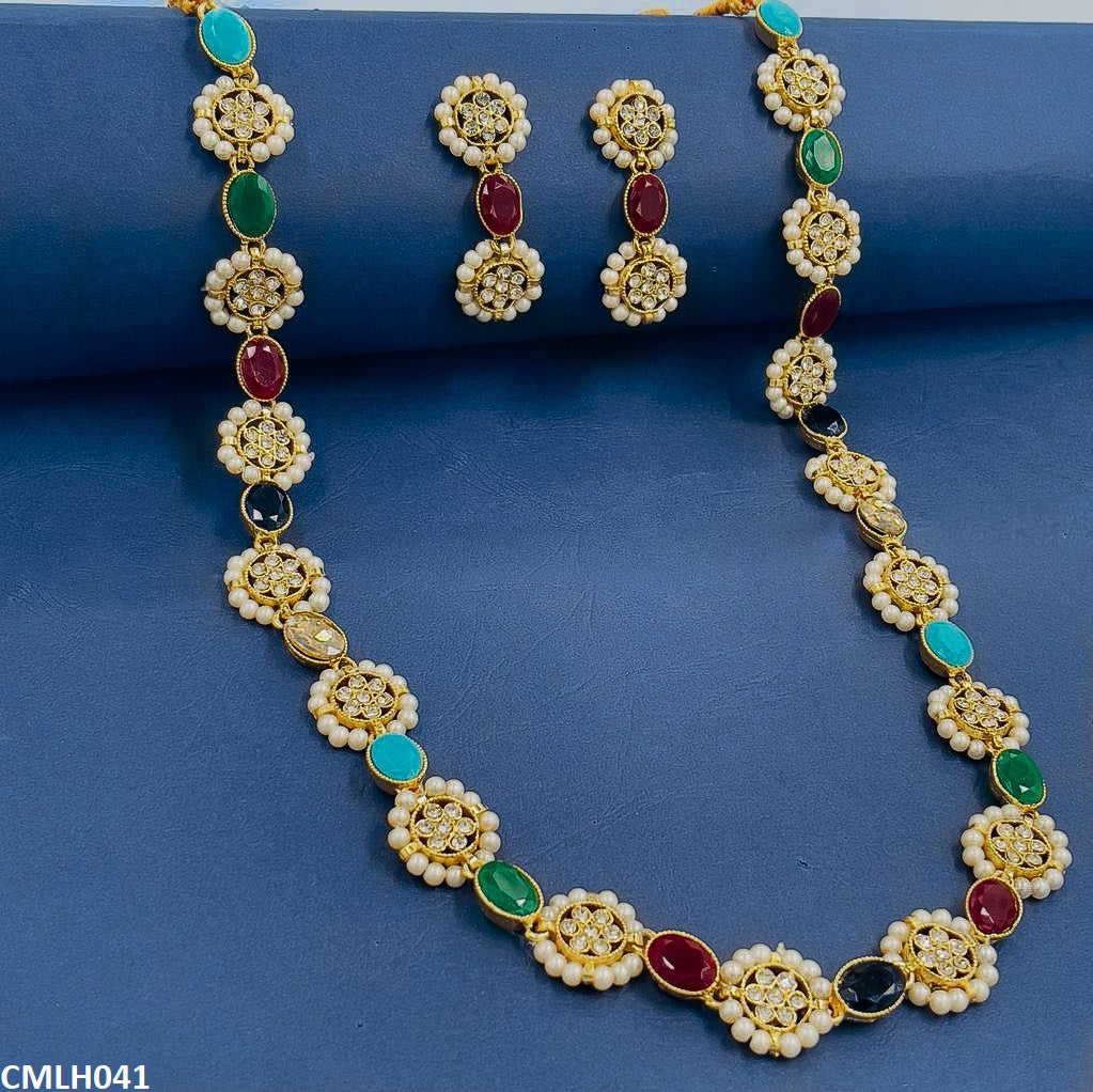 CMLH041 SDQ Oval Flower/Pearl Mala set - CMLH
