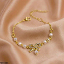 TBCH00521 XST Bow Pearl Chain Bracelet Adjustable - TBCH