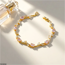 TBCH00582 MSJ Tulip Leaf Pink/White Stone Bracelet - TBCH