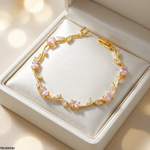 TBCH00582 MSJ Tulip Leaf Pink/White Stone Bracelet - TBCH