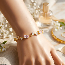 TBCH00582 MSJ Tulip Leaf Pink/White Stone Bracelet - TBCH