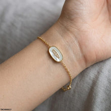 TBCH00617  MSJ Stainless Steel Oval Stone Bracelet - TBCH