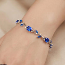 TBCH00636 LSH Tulip Silver Blue Leaf Stone Bracelet - TBCH