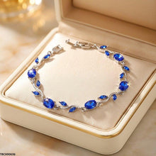 TBCH00636 LSH Tulip Silver Blue Leaf Stone Bracelet - TBCH