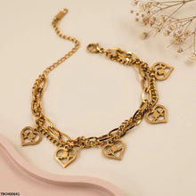TBCH00641 BHS Heart Link Double Chain Stainless Steel Bracelet - TBCH