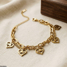 TBCH00641 BHS Heart Link Double Chain Stainless Steel Bracelet - TBCH