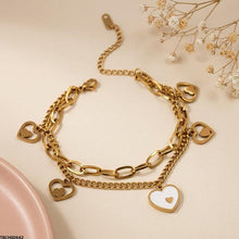 TBCH00642 BHS Double Heart Link Chain Stainless Steel Bracelet - TBCH