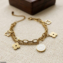TBCH00646 BHS Clover Flower Double Link Chain Stainless Steel Bracelet - TBCH