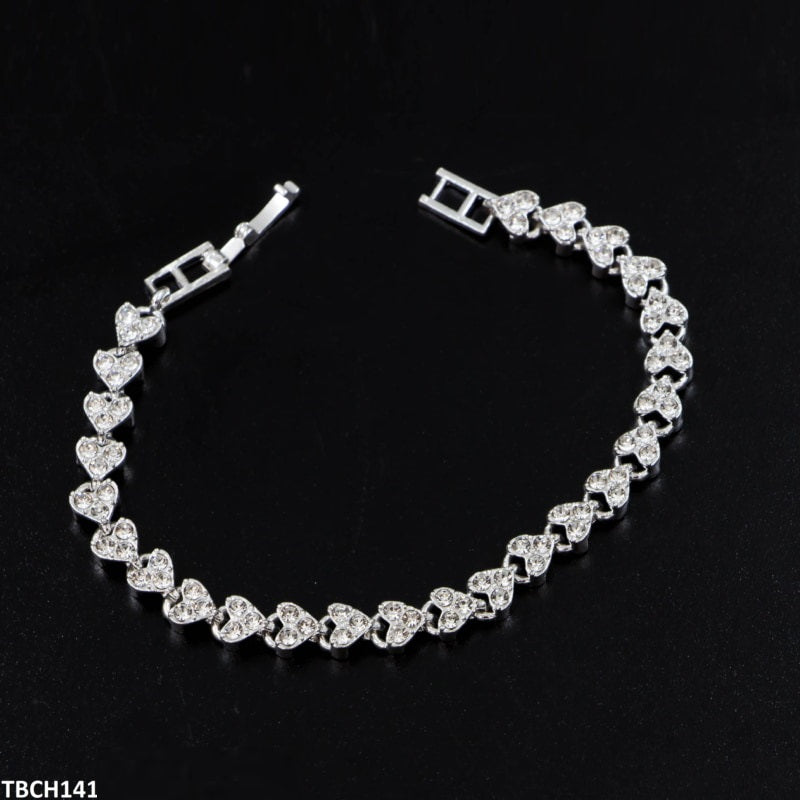 TBCH141 LQP Silver Heart Hand Bracelet - TBCH