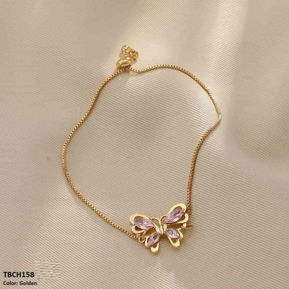 TBCH158 QWN Butterfly/Box Chain Hand Bracelet - CBCH