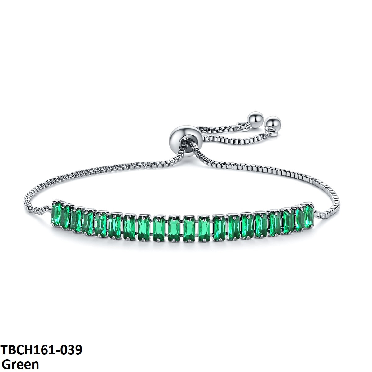 TBCH161 WKO Baguette Cut Tennis Hand Bracelet Adjustable - CBCH
