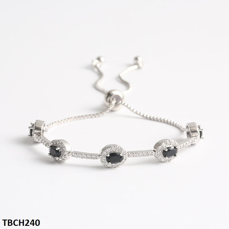 TBCH240 WKO Black Oval Join Bracelet Adjustable - TBCH