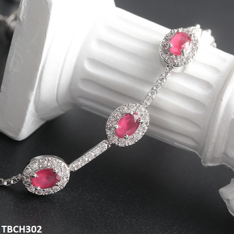 TBCH302 WKO Pink Oval Join Bracelet Adjustable - TBCH