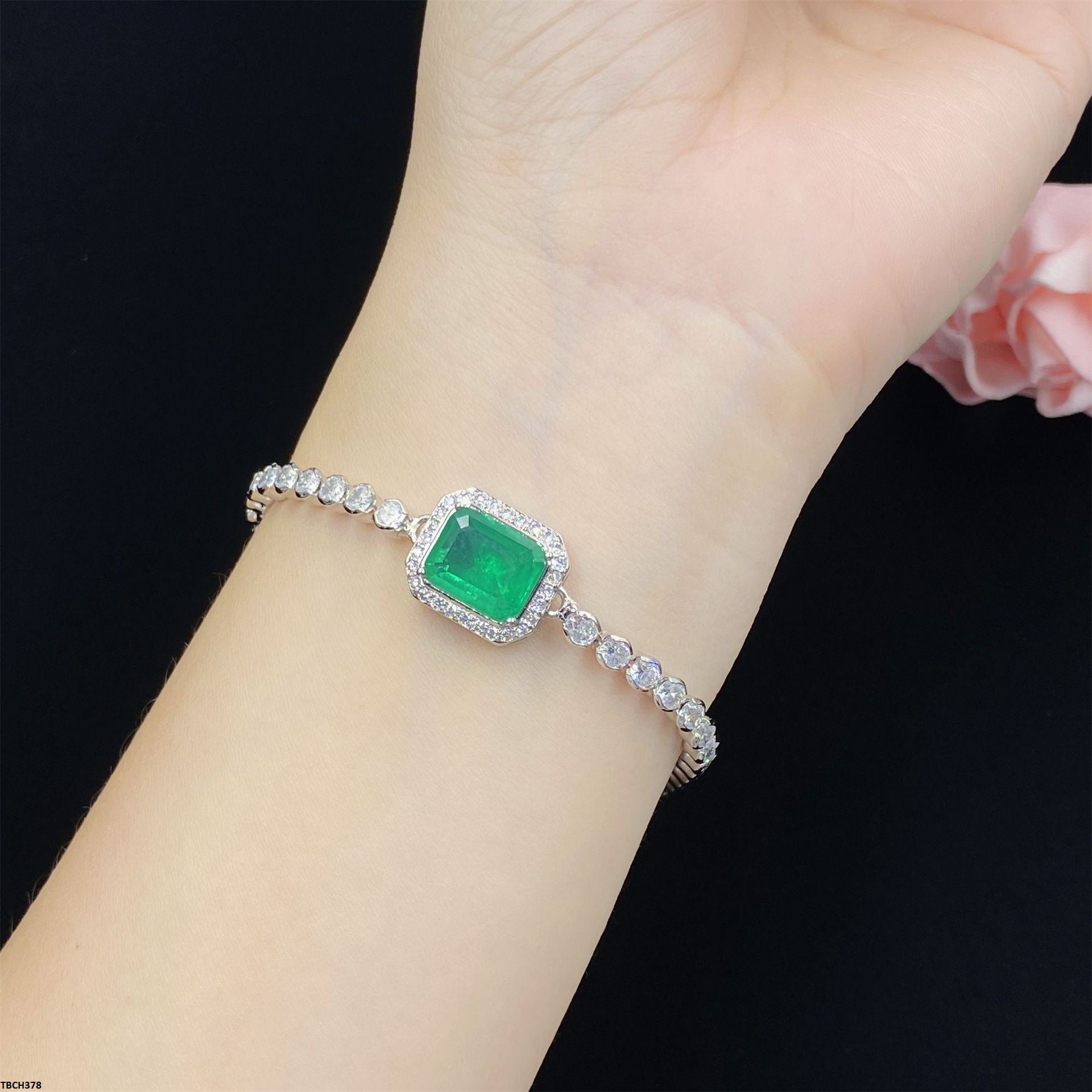 TBCH378 KRL Rectangle Emerald tennis Bracelet - TBCH