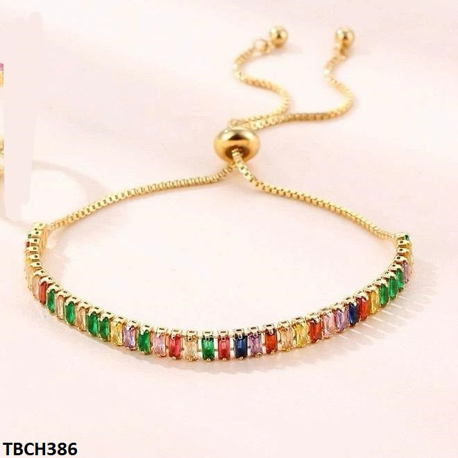 TBCH386 WKO Baguette Cut Tennis Hand Bracelet Adjustable - CBCH