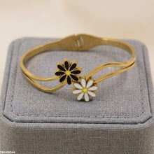 TBRH00566  BHS Double Flower Stainless Steel Bracelet Adjustable - TBRH
