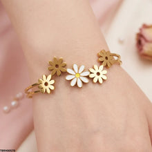 TBRH00570  BHS Double Flower Stainless Steel Bracelet Adjustable - TBRH
