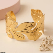 TBRH00581 BHS Leaf Stainless Steel Cuff Bracelet Adjustable - TBRH