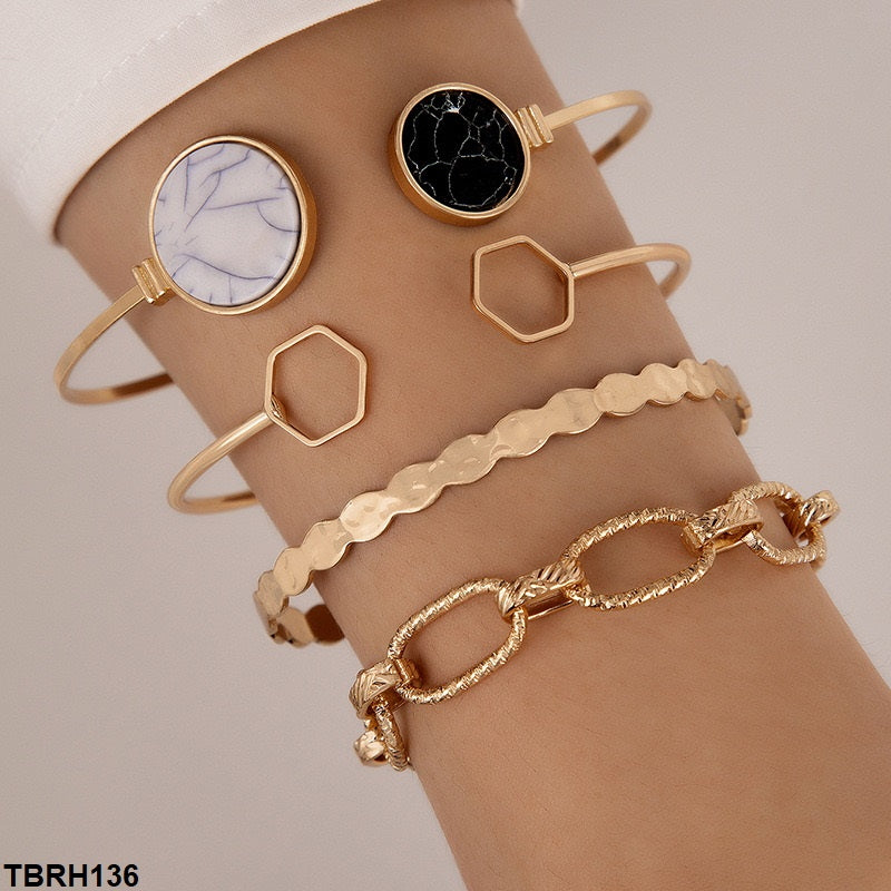 TBRH136 SGC Octagon Curb Chain Bracelet Set - CBRH