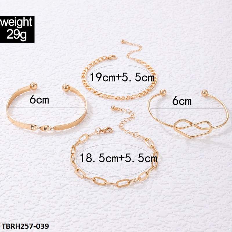 TBRH257 YYE Curved/Heart/Curb Chain 4 Hand Bracelet - TBRH
