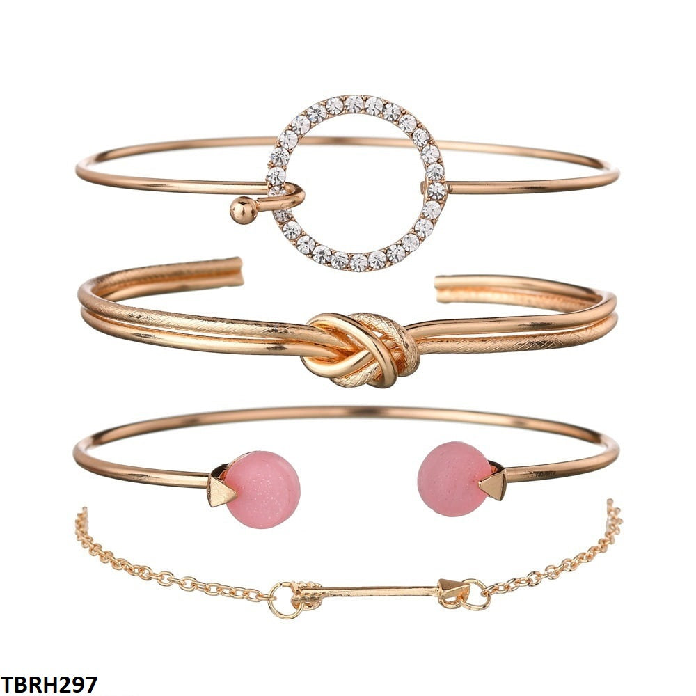 TBRH297 LQP Layer Knot D-link 4 Hand Cuff & Bracelet - CBRH