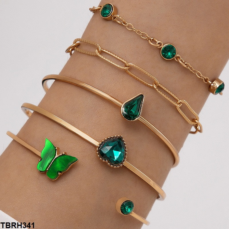 TBRH341 YYE Butterfly/Heart/Pear Bracelet Set - CBRH