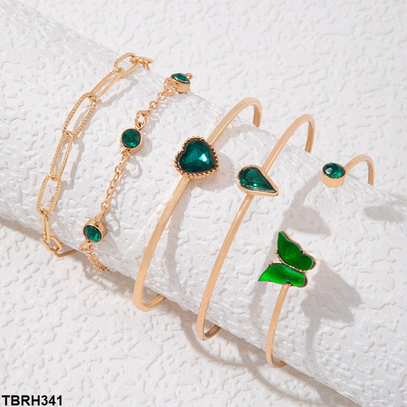 TBRH341 YYE Butterfly/Heart/Pear Bracelet Set - CBRH