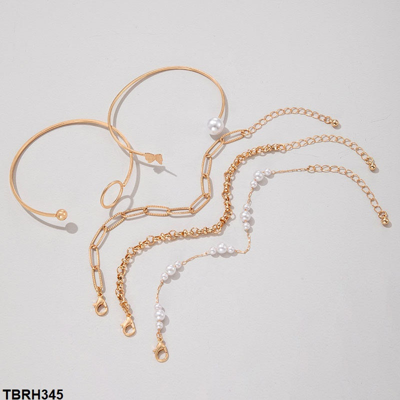 TBRH345 YYE Butterfly/Oval/Pearl Bracelet Set - CBRH