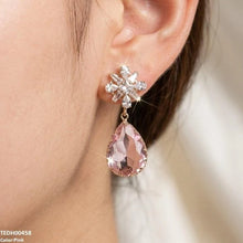 TEDH00458 QSJ Flower/Tear Drop Zircon Earrings - TEDH