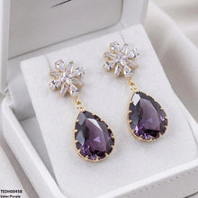 TEDH00458 QSJ Flower/Tear Drop Zircon Earrings - TEDH