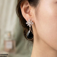 TEDH00459 QSJ Flower/Tear Drop Zircon Earrings - TEDH