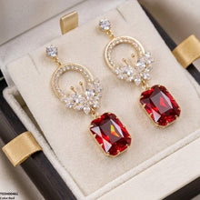 TEDH00461 QSJ Butterfly/Rectangle Drop Zircon Earrings - TEDH