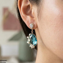 TEDH00467 QSJ Flower/Double Tear Drop Zircon Earrings - TEDH