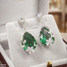 TEDH00468 QSJ Flower/Double Tear Drop Zircon Earrings - TEDH