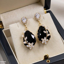 TEDH00469 QSJ Flower/Double Tear Drop Zircon Earrings - TEDH