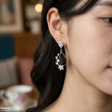 TEDH00470 QSJ Flower/Double Tear Drop Zircon Earrings - TEDH