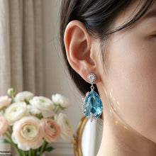 TEDH00471 QSJ Flower/Double Tear Drop Zircon Earrings - TEDH