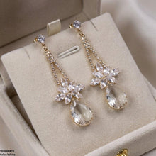 TEDH00473 QSJ Flower/Tear Drop Zircon Earrings - TEDH