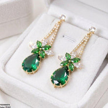 TEDH00474 QSJ Flower/Tear Drop Zircon Earrings - TEDH