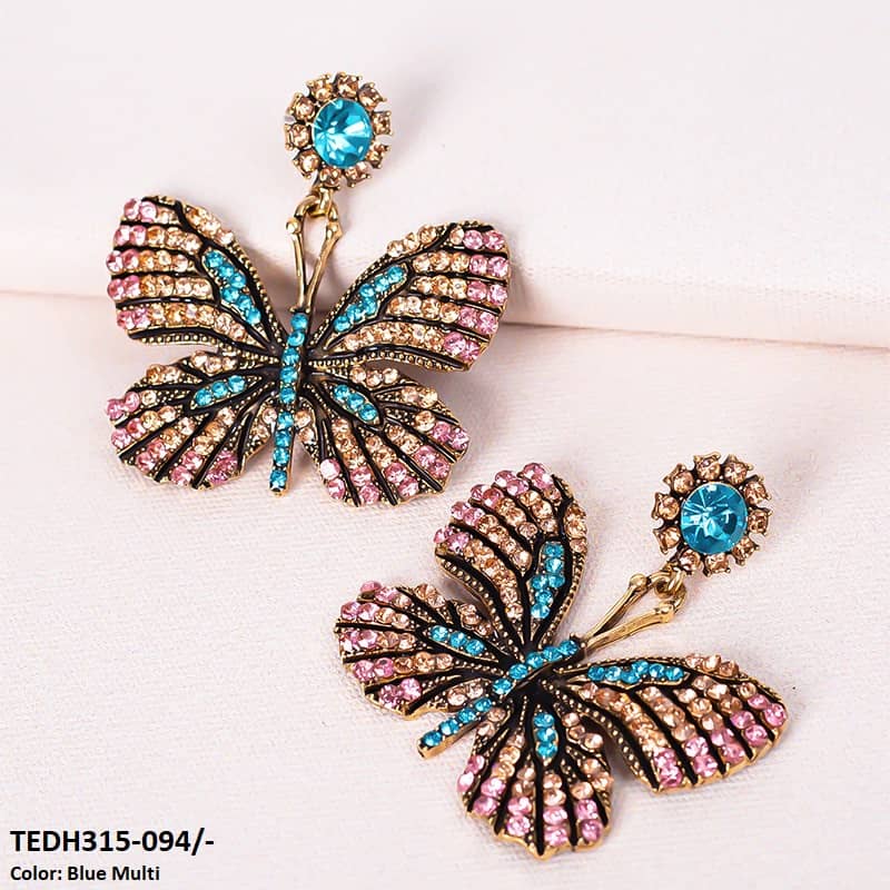 TEDH315 KSU Butterfly Teardrop Earrings Pair - CEDH