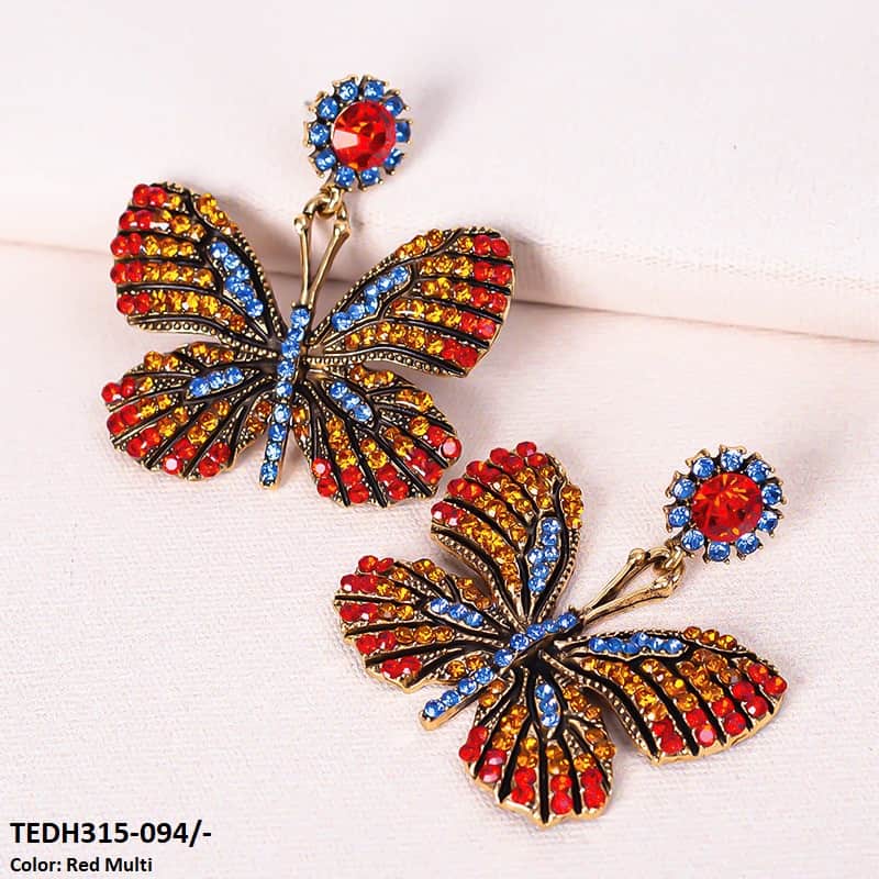 TEDH315 KSU Butterfly Teardrop Earrings Pair - CEDH