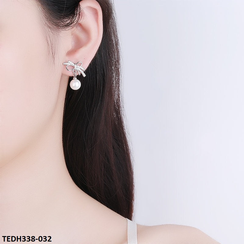 TEDH338 BLX Knot Pearl drop Earrings Pair - TEDH