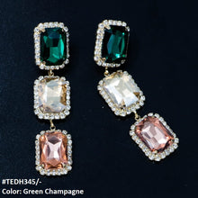 TEDH345 ZLX Cubic Rectangle Teardrop Earrings Pair - CEDH