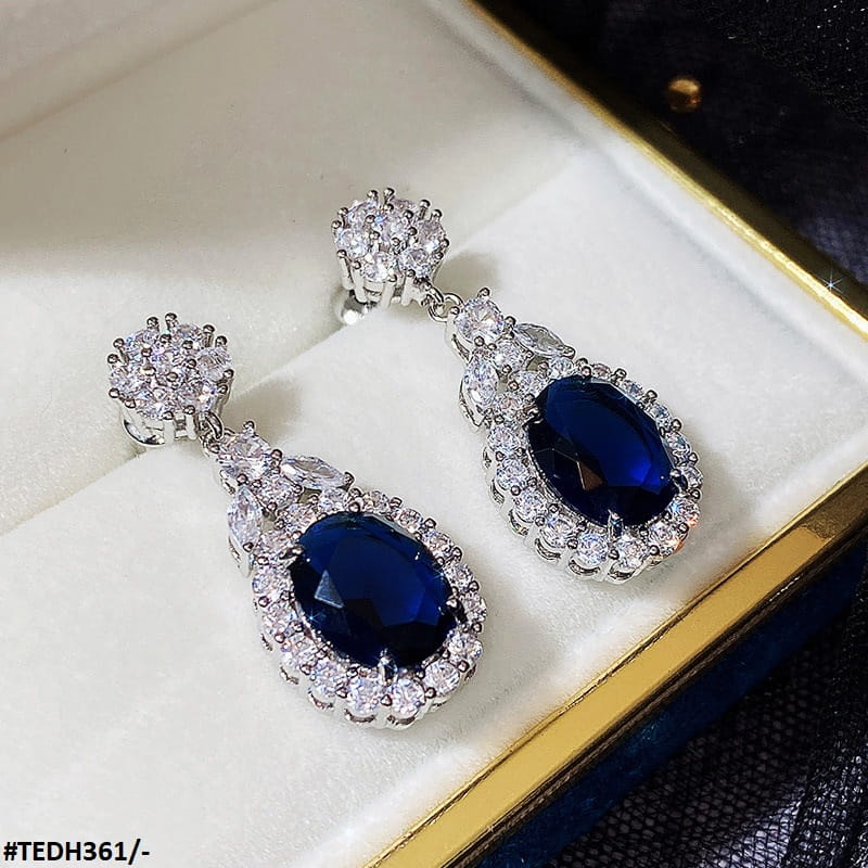 TEDH361 CSH Oval Cushion Drop Earrings Pair - TEDH