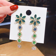 TEDH406 SIQ Flower Layered Drop Earrings - CEDH