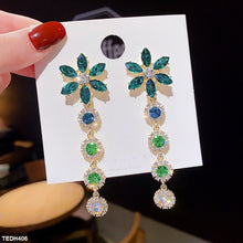 TEDH406 SIQ Flower Layered Drop Earrings - CEDH