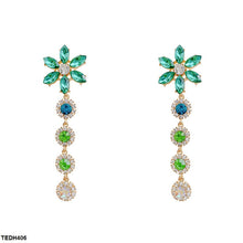 TEDH406 SIQ Flower Layered Drop Earrings - CEDH